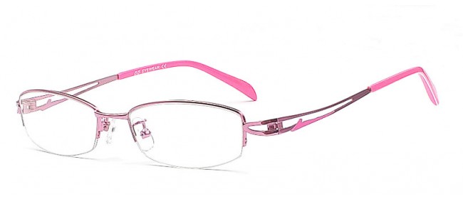 Pinkfarbene Damen Halbrandbrille - Schlichte Brillenfront
