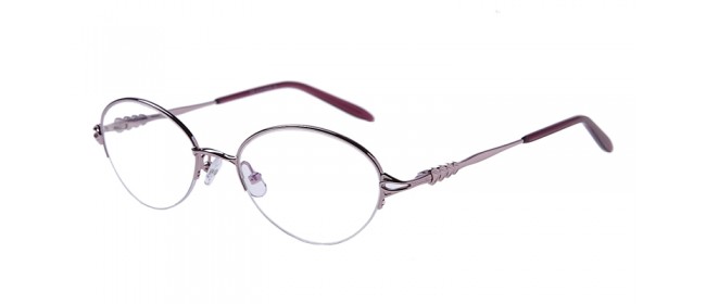 Pinke Halbrandbrille aus Metall mit Federscharnier 