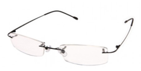 Randlose Brille mit schwarzen Brillenbügeln