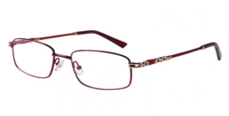 Rote und goldene Vollrandbrille aus Metall