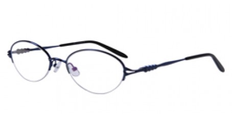 Blaue Halbrandbrille aus Metall mit Federscharnier 
