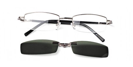 Graue Halbrandbrille-schmale Form-Sonnenclip