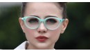 Runde Vollrand-Gleitsichbrille aus Kunststoff in Mintgrün 