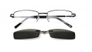 Schwarze Halbrandbrille mit Sonnenclip